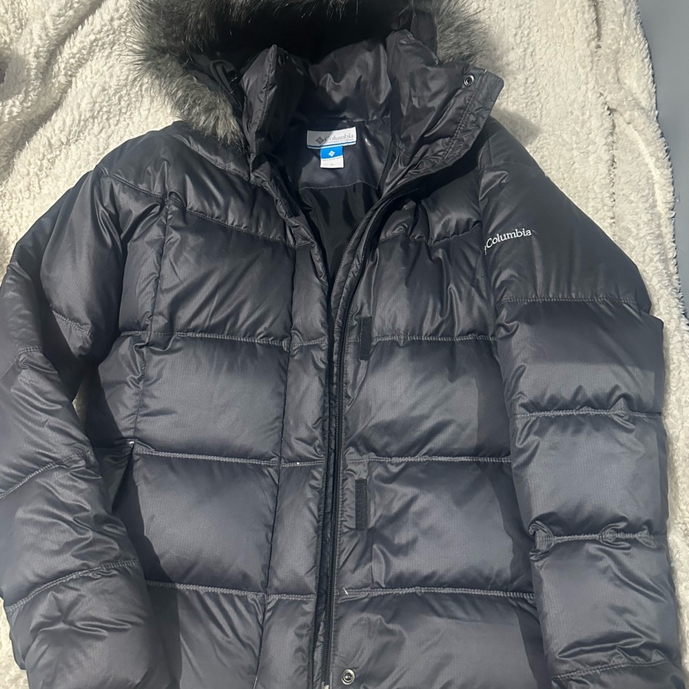 Columbia Black Jacket with Fur Trim
